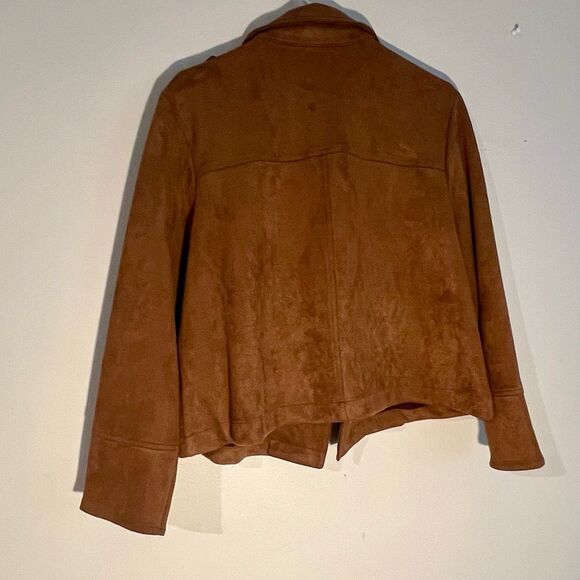 Philosophy Notch Lapel Jacket in Faux Suede size 1X tobacco color - Picture 2 of 6
